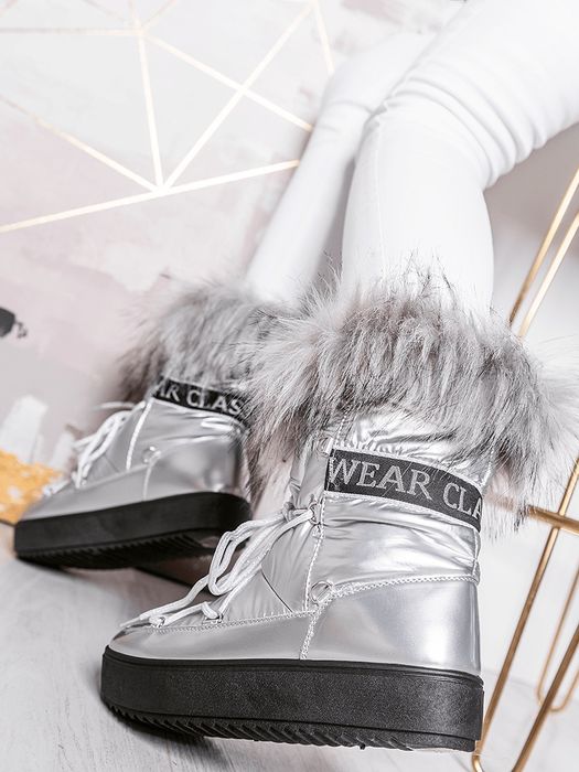 Nowe buty śniegowce srebrne futerko ocieplane bardzo ciepłe rozm 38