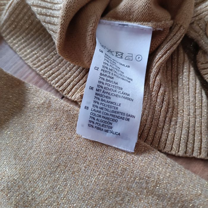 Krótki sweterek złoty H&M r. M bawełna