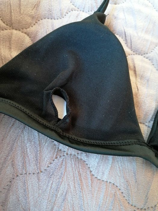 Czarny kostium dwuczęściowy bikini tropikalne monstera rozmiar S nowy
