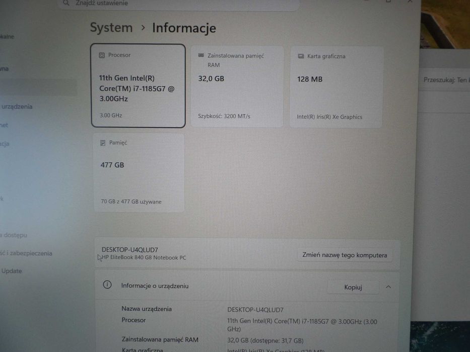HP EliteBook 840 G8 i7 SSD 512 GB 32 GB win 11 laptop notebook