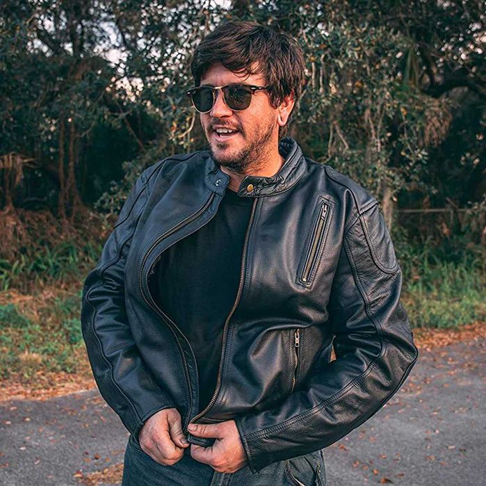 Нова Шкіряна мото куртка Cafe Racer HWK Moto XL