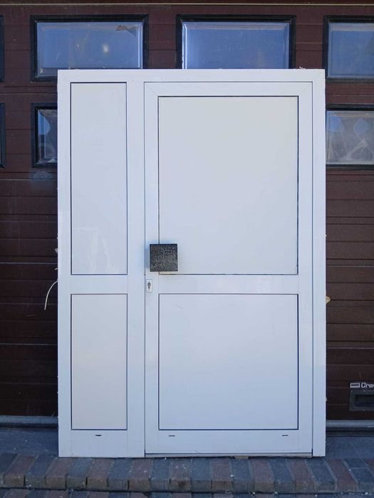 Drzwi aluminiowe pełne 148x215 białe dwuskrzydłowe DOWÓZ CAŁY KRAJ