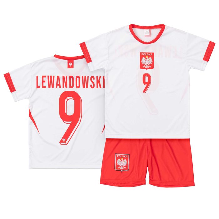 Strój piłkarski dziecięcy Polska Lewandowski rozm. 128
