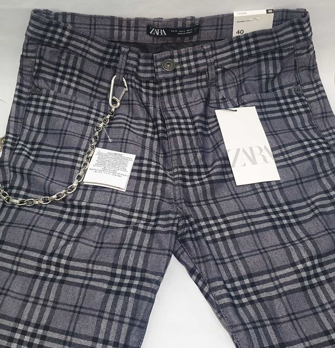 Чоловічі штани скині сірі в клітинку ZARA Man