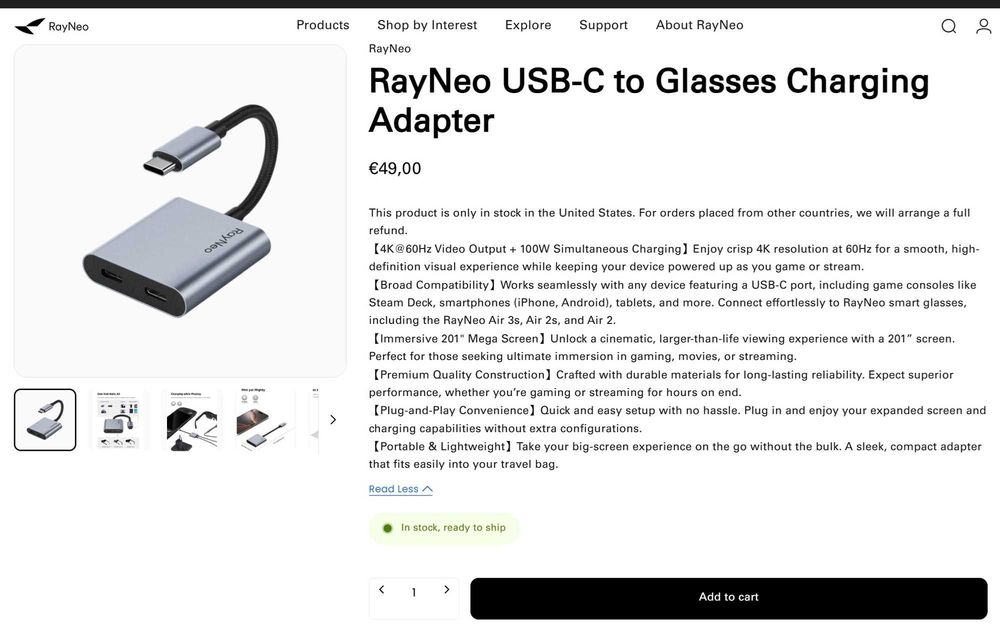 ‼️ Адаптер RayNeo Hub 100W (Xreal, Viture, Switch 2, Steam Deck)