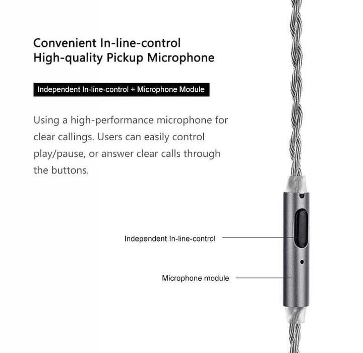 ‼️ Moondrop MC2 - кабель для наушников, с микрофоном (Jeck 3.5, 0.78)