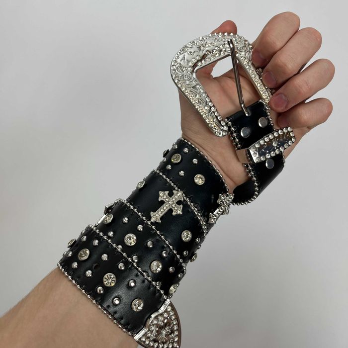 B.B. Simon Pink Cross Belts Crystals | Ремни Б.Б.Симон c крестами и стразами
