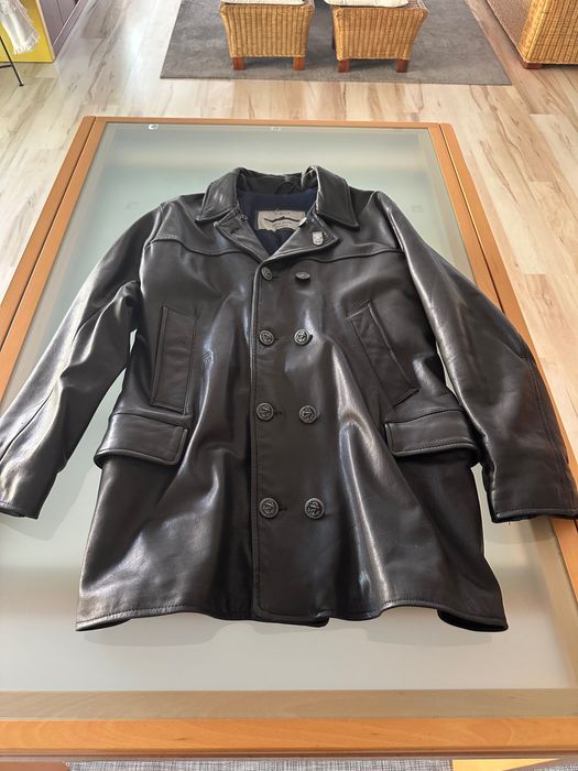 Casaco Peacoat U-Boot Alemão WWII – Couro Legítimo de Touro Argentino