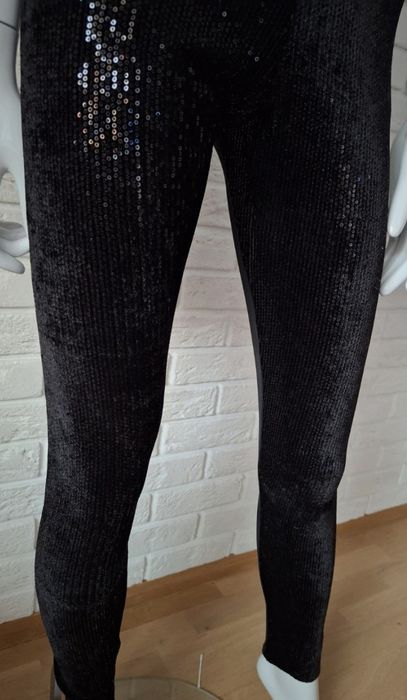 Calzedonia czarne legginsy lycra cekiny M