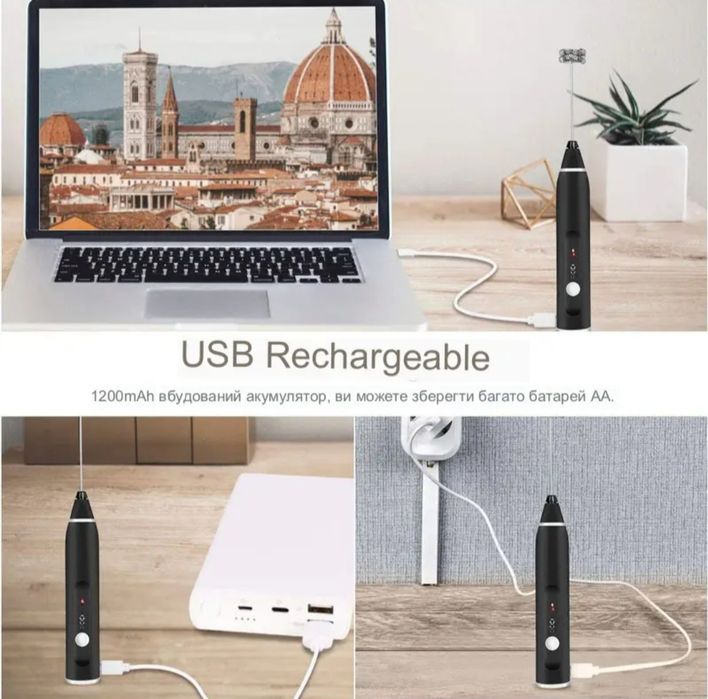 Миксер капучинатор с USB-разъемом, электрический портативный