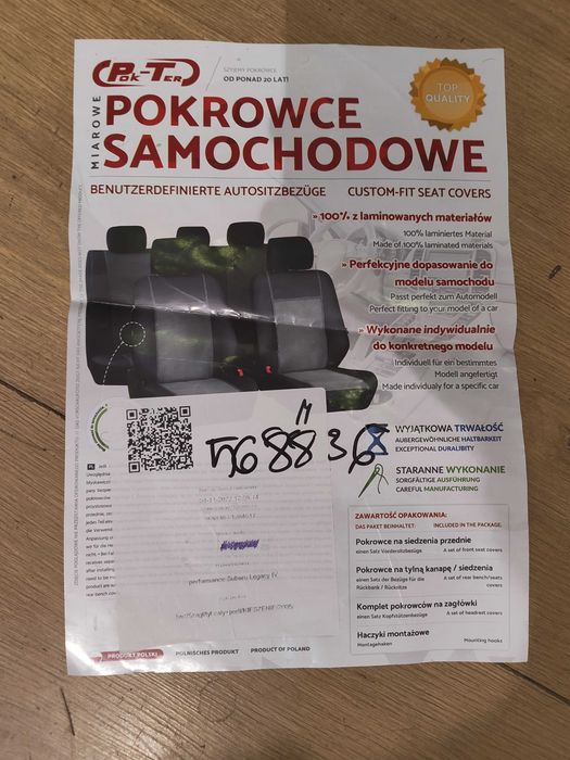 Pokrowce na siedzenia Subaru Legacy IV