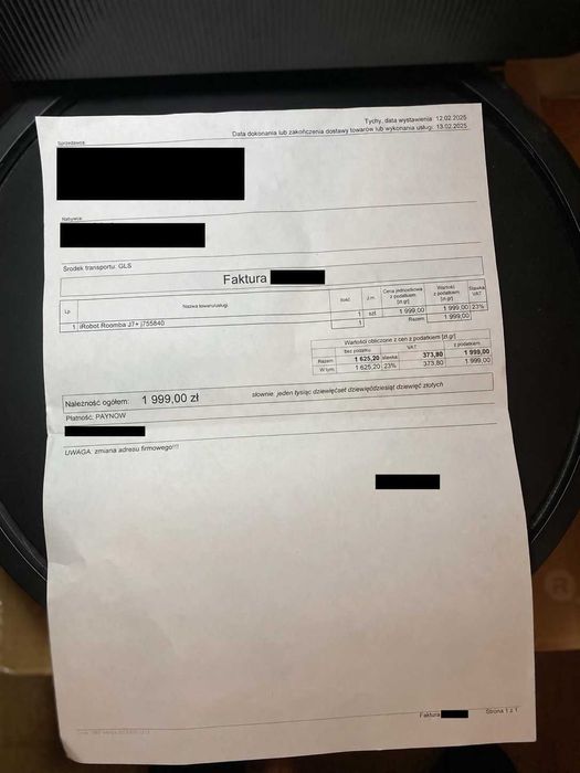iRobot Roomba j7+ Clean Base – używana kilka razy, faktura