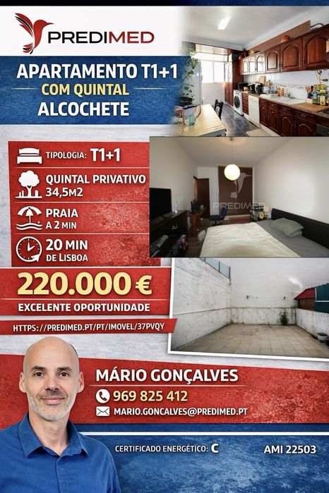 T1 r/chão adaptado a T2 com quintal – Alcochete