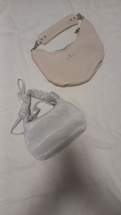 Duas bolsas senhora (beje e prateada)
