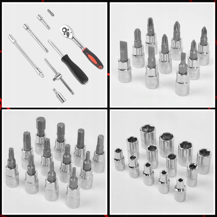 Zestaw kluczy nasadowych narzędzia torx nasadki grzechotka 46 el