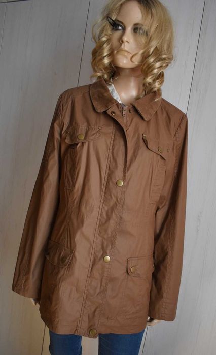 Kurtka przejściowa 44 XXL woskowana parka karmelowa wiosnę jesień