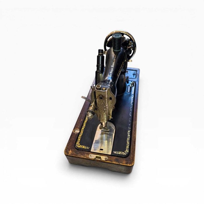 Máquina Costura Antiga Singer 15K Manual c/ Tampa Madeira — 1935
