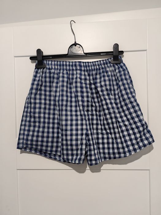 Majtki bokserki męskie w kratkę dłuższa długa nogawka XS