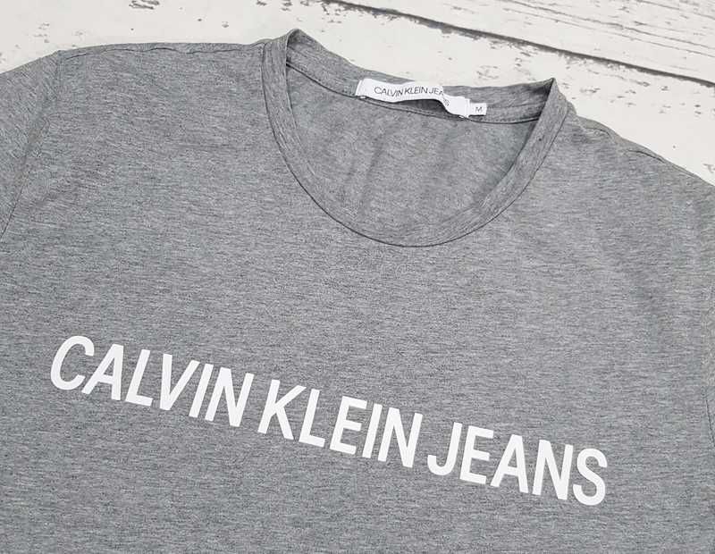 Calvin Klein Jeans * koszulka * nadruk * szara * męska * M