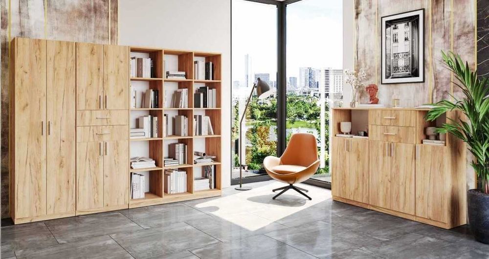 Шафа Шкаф книжковий гардеробний, стеллаж шафа офісна, стінка, полиця