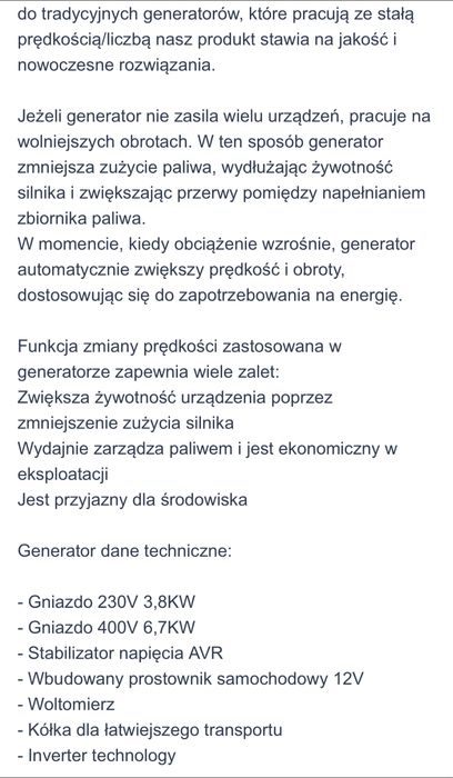 Agregat prądotwórczy - uszkodzony
