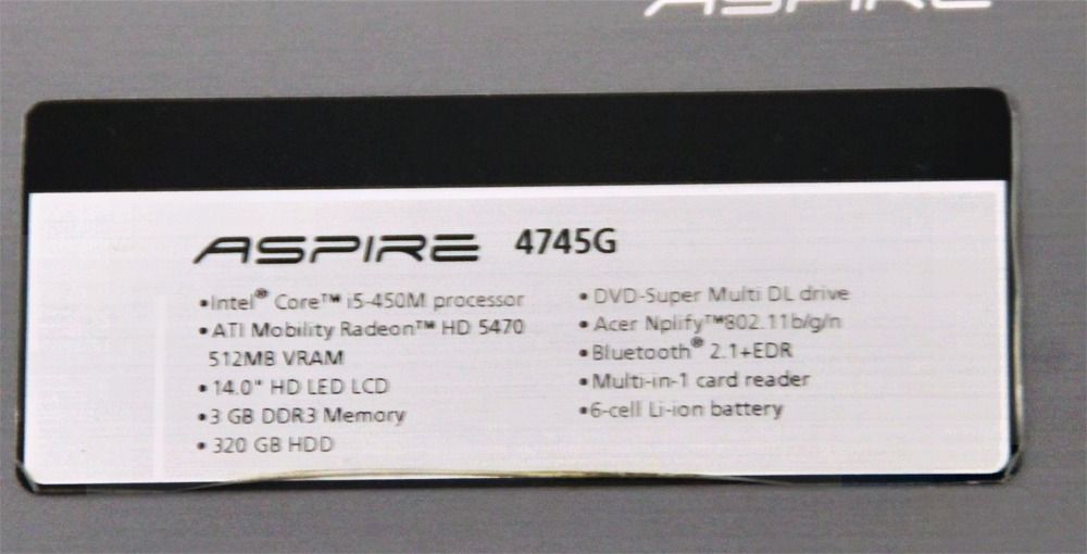 Acer 4745g Core i5 450 2.67 ггц/ 3 гб ддр3/ 250 гб/ wi-fi/ dvd/ 14"