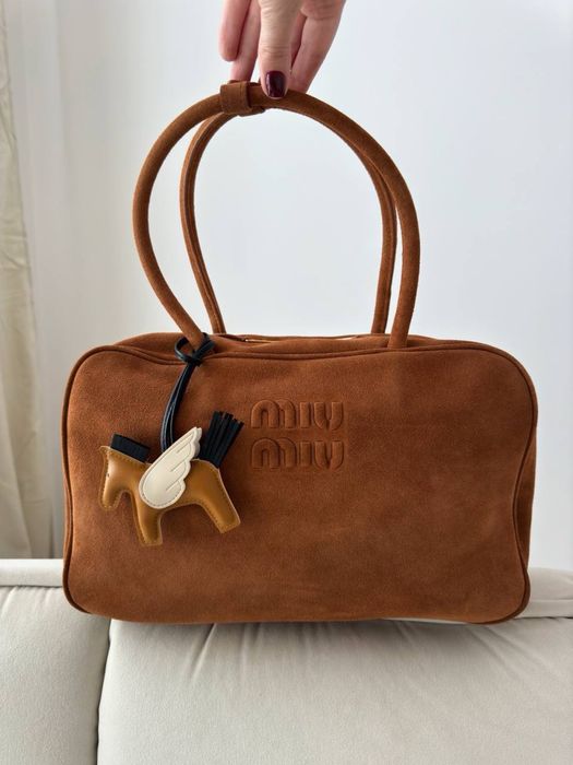 Сумка Miu Miu люкс | замша | коричнева | золота фурнітура