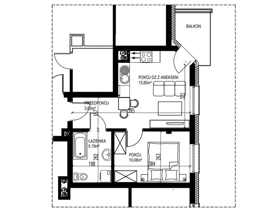 Osiedle Grunwaldzkie. 2 pokoje - 32,70 m2