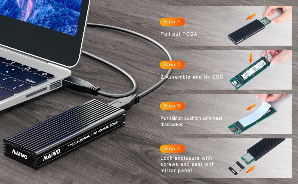 Продаю зовнішню кишеню ''Maiwo'' (K1687P2) для M.2 SSD NVMe (PCIe) та M.2 SSD SATA (NGFF)