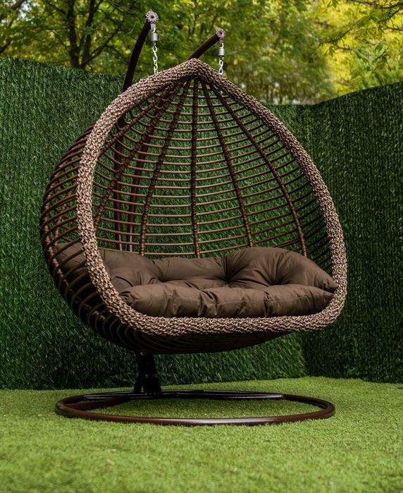 Качели двойные- Дабл. Кресло КОКОН Подвесное. плетение из ротанга