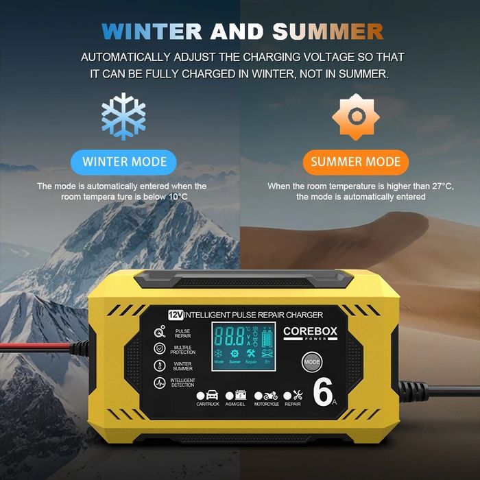 Carregador de bateria inteligente 12V carros motos  H-6CS NOVO