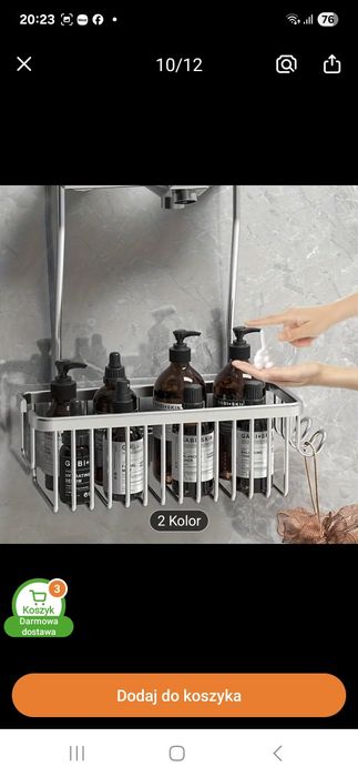 Półka metalowa pod prysznic