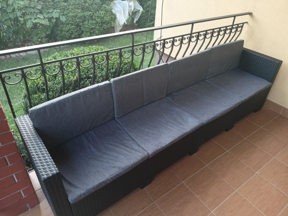 Czteroosobowa sofa z technorattanu antracyt nowa