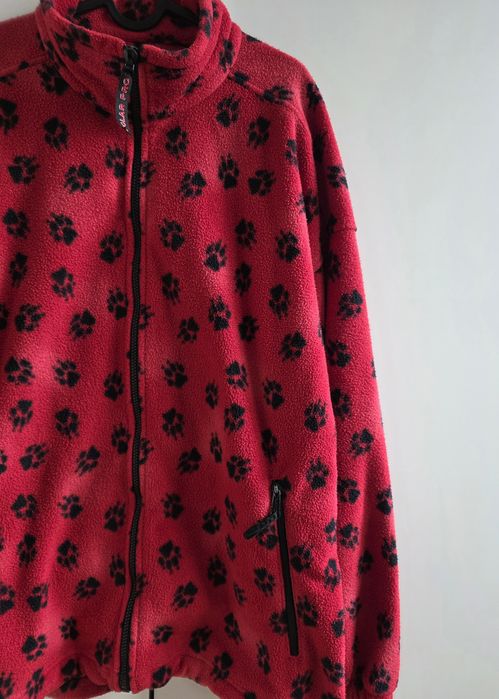 Jack Wolfskin vintage polar w łapki XXL czerwony rozpinany kurtka
