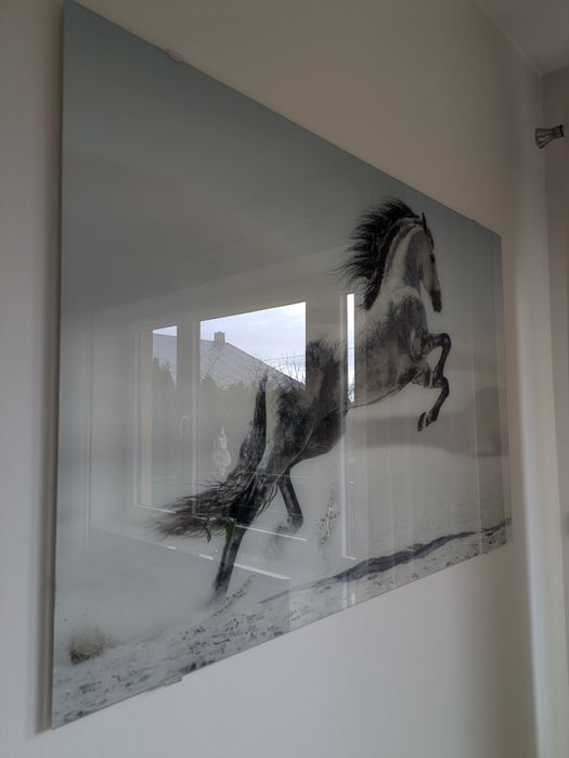 Obraz konia 120x80 w odcieniach niebieskiego i szarości