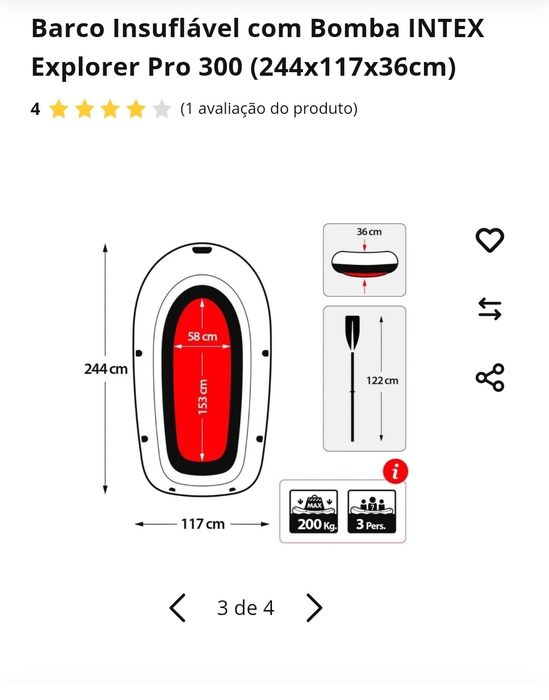 Barco inflável  usado 1 vez