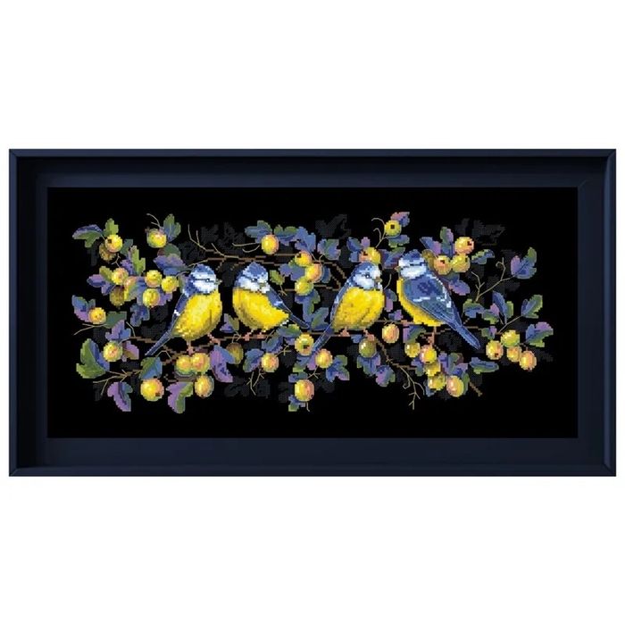 Набор для вышивки крестиком Сине желтые птицы