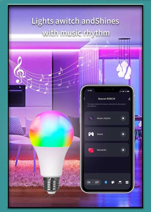 Tuya inteligentna żarówka Led E27 220V.