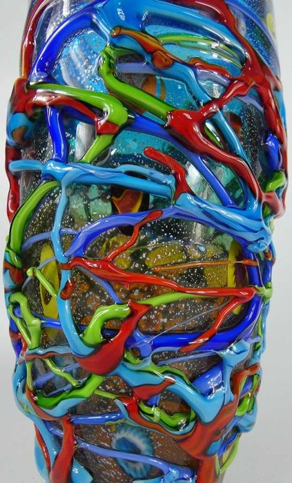 Duży Szklany kolorowy Wazon Murano kwiat 31,5 cm 3,8 kg
