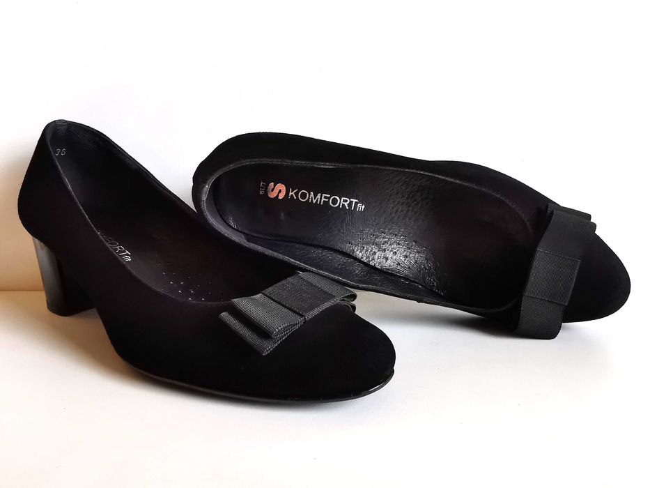 7122. BUT S KOMFORT FIT - eleganckie czarne skóra 36.