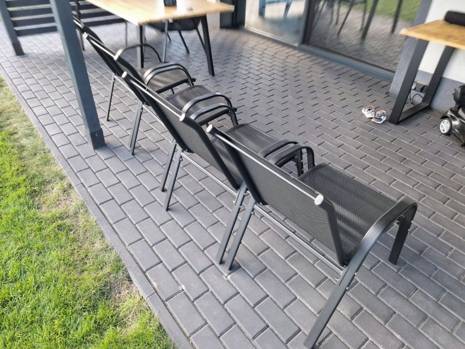 Krzesło metalowe ogrodowe czarne x4