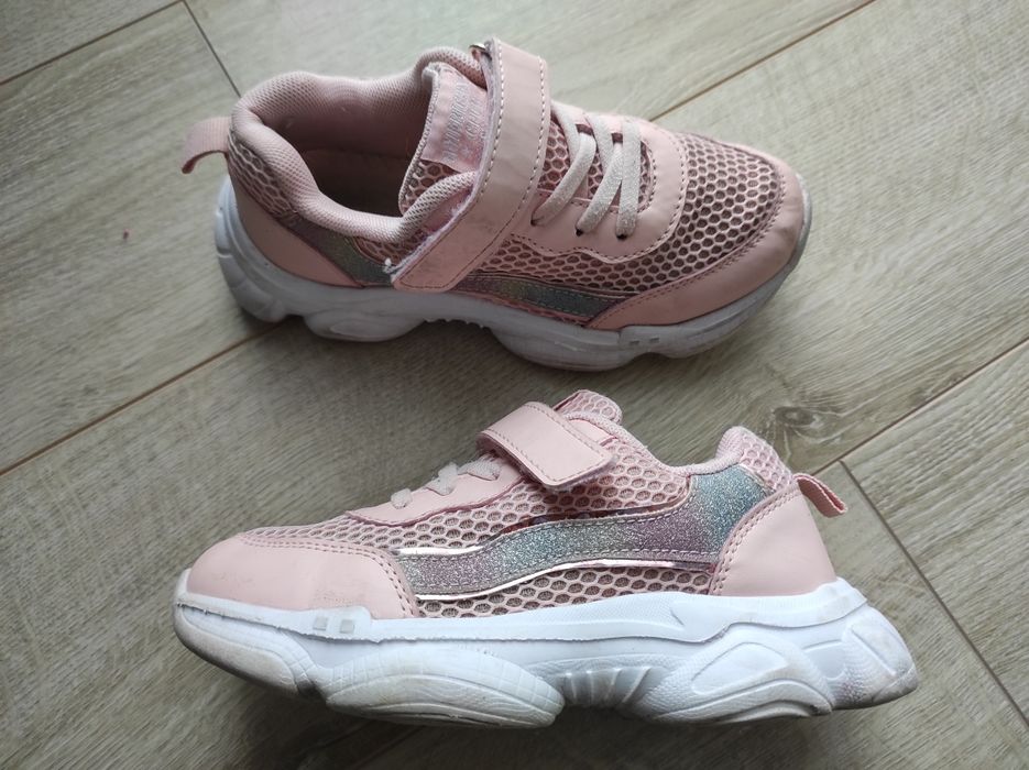 Różowe półbuty wiosenne dla dziewczynki buty na rzepy 31 lekkie