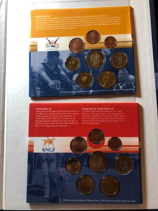 Set Anual Euros Holanda 1999, 2000, 2001 e 2002 UNC com livro