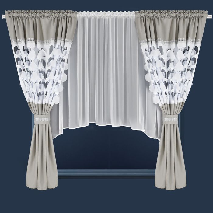 ‼️WYPRZEDAŻ ‼️Firana z zasłonami biało szara