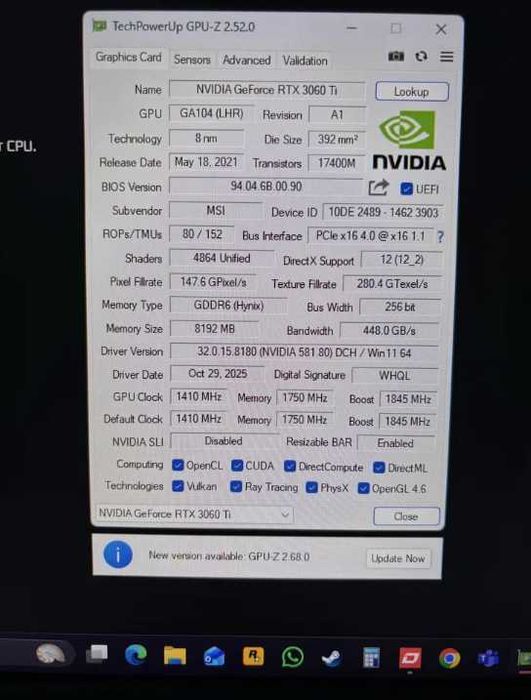 Продам відеокарту rtx 3060 ti 8 gb,в ідеальному стані