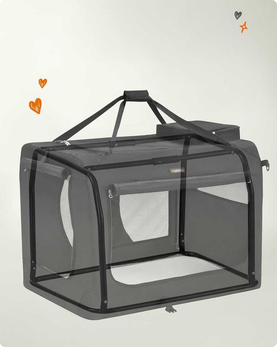 Transporter dla psa Feandrea L 91x63x63 cm składany czarny