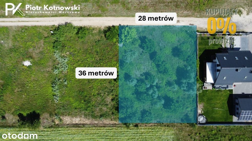 Budowalna | 1018m2 |  Prąd  | wymiary 28 m x 36 m
