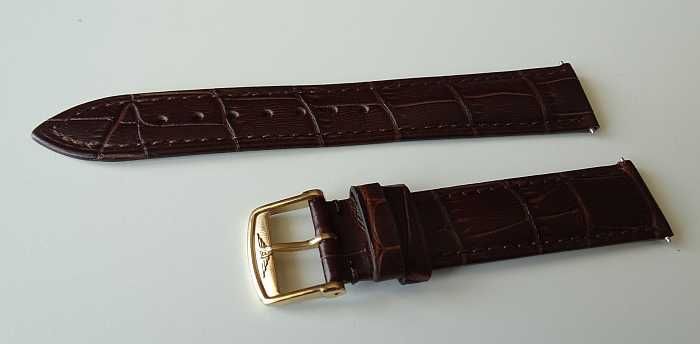 Skórzany pasek do zegarka 18mm 20mm Longines klamra srebrna złota