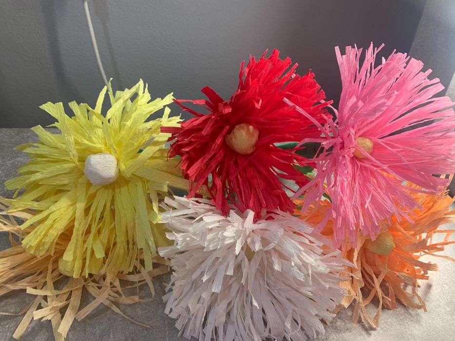 Bukiet kwiatów sztucznych z bibuły + wazon origami