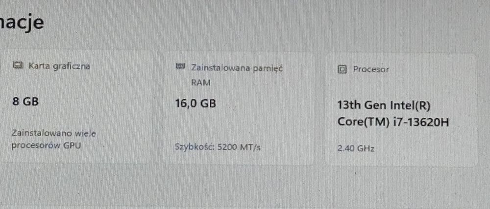 Sprzedam Laptop Gamingowy z genialnym RTX 4060 razem z i7 13620H 13th